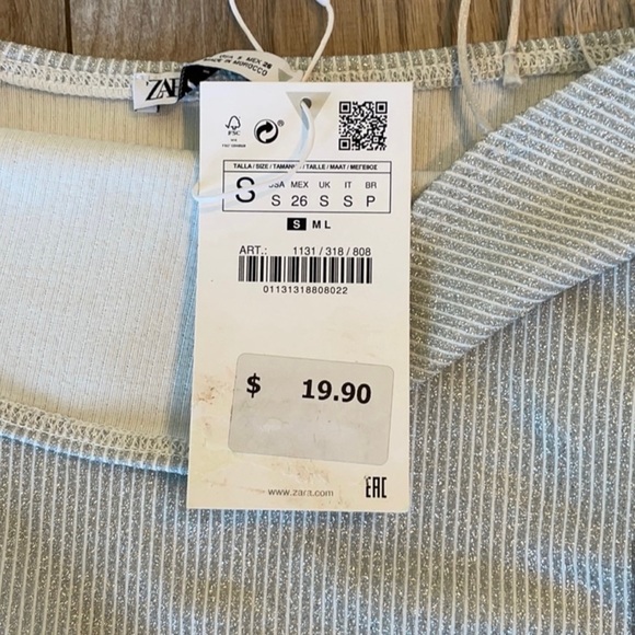 NWT Zara Silver Sparkle Spaghetti Strap Bodysuit Small - Picture 7 of 9